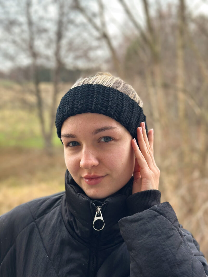 Opaska z wełny merino - czarna